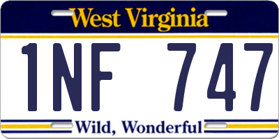 WV license plate 1NF747