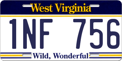 WV license plate 1NF756