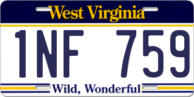 WV license plate 1NF759