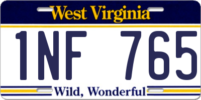 WV license plate 1NF765
