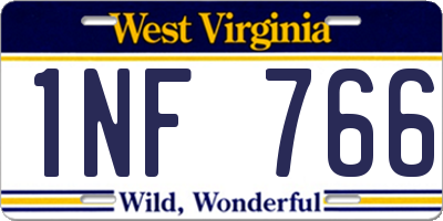 WV license plate 1NF766