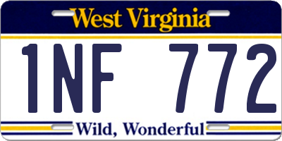 WV license plate 1NF772