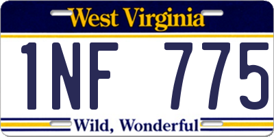 WV license plate 1NF775