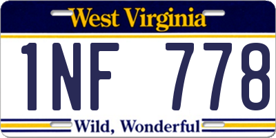 WV license plate 1NF778