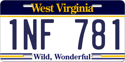 WV license plate 1NF781