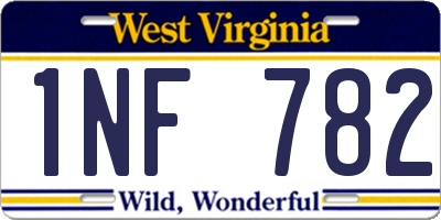 WV license plate 1NF782