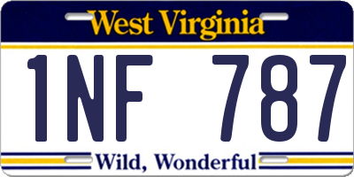 WV license plate 1NF787