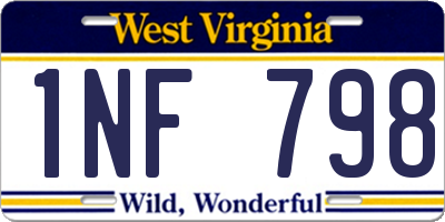 WV license plate 1NF798