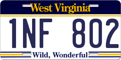 WV license plate 1NF802