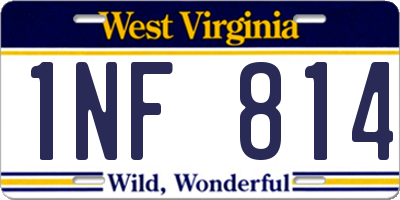 WV license plate 1NF814