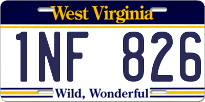 WV license plate 1NF826