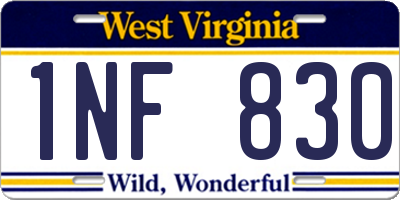 WV license plate 1NF830