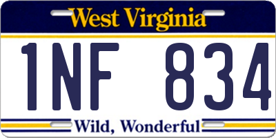 WV license plate 1NF834
