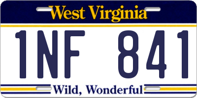 WV license plate 1NF841