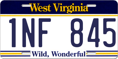 WV license plate 1NF845