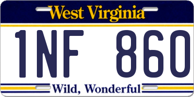 WV license plate 1NF860