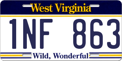 WV license plate 1NF863