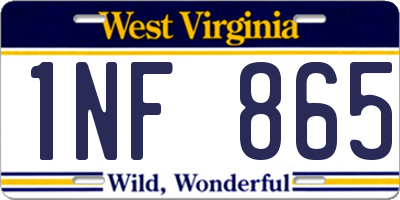 WV license plate 1NF865