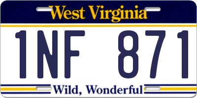 WV license plate 1NF871