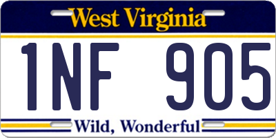 WV license plate 1NF905