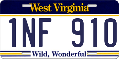 WV license plate 1NF910