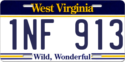 WV license plate 1NF913
