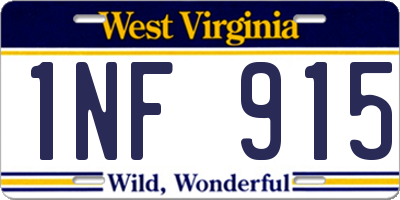 WV license plate 1NF915