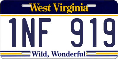 WV license plate 1NF919