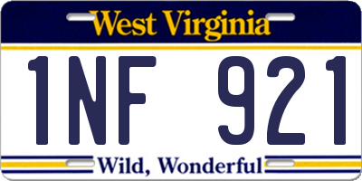 WV license plate 1NF921