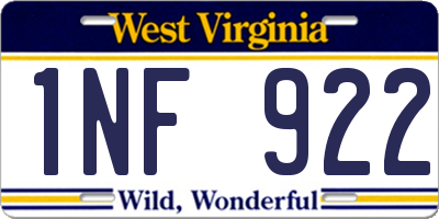 WV license plate 1NF922
