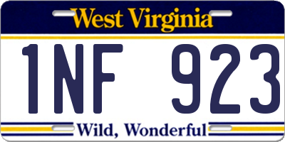 WV license plate 1NF923