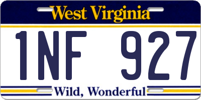 WV license plate 1NF927