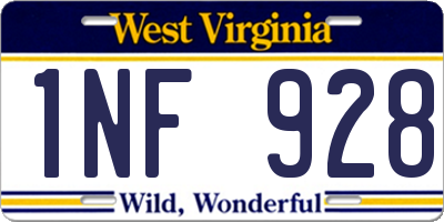 WV license plate 1NF928