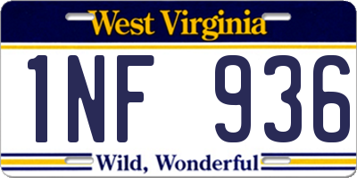 WV license plate 1NF936
