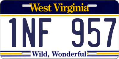 WV license plate 1NF957