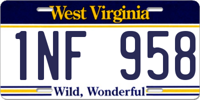 WV license plate 1NF958