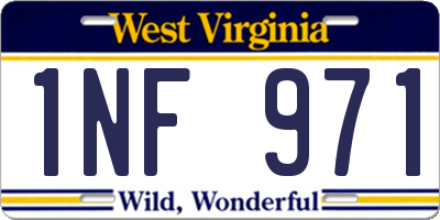 WV license plate 1NF971
