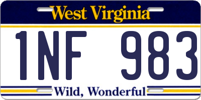 WV license plate 1NF983