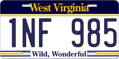 WV license plate 1NF985