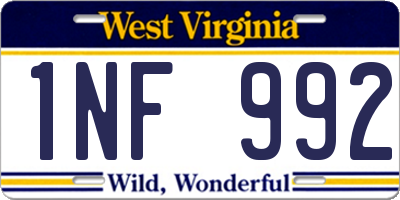 WV license plate 1NF992