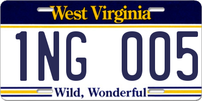 WV license plate 1NG005