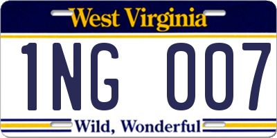 WV license plate 1NG007