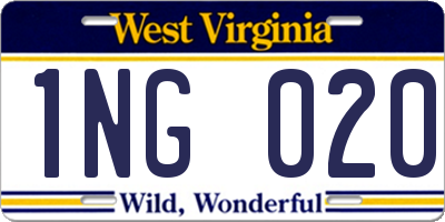 WV license plate 1NG020