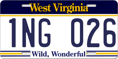 WV license plate 1NG026