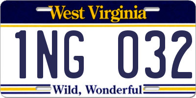 WV license plate 1NG032