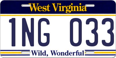 WV license plate 1NG033