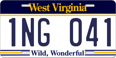 WV license plate 1NG041
