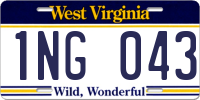WV license plate 1NG043