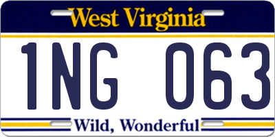 WV license plate 1NG063