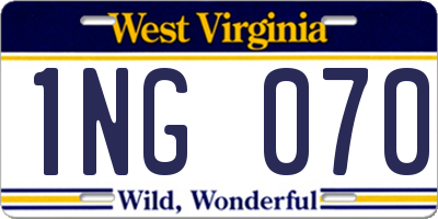 WV license plate 1NG070